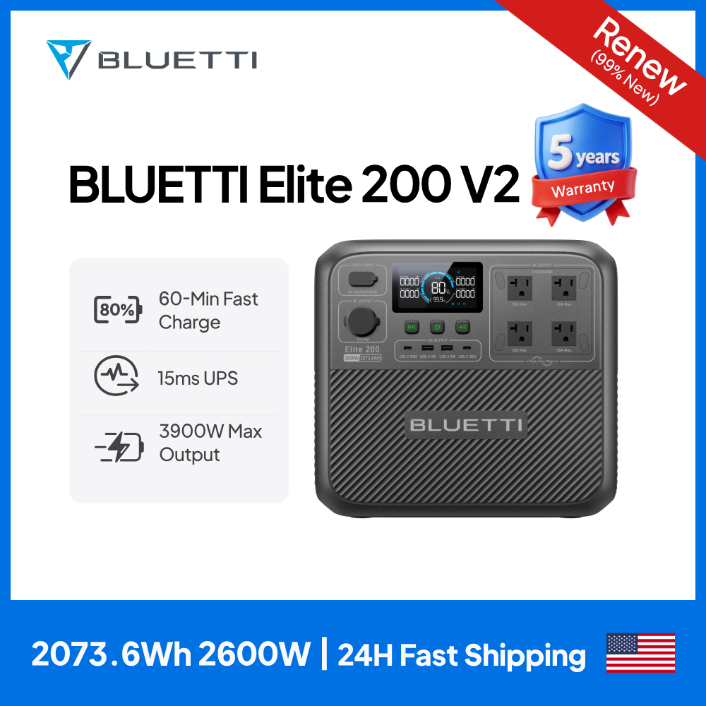 Solar Emergency Charger - 【Renew】BLUETTI Elite 200 V2 Station d'alimentation