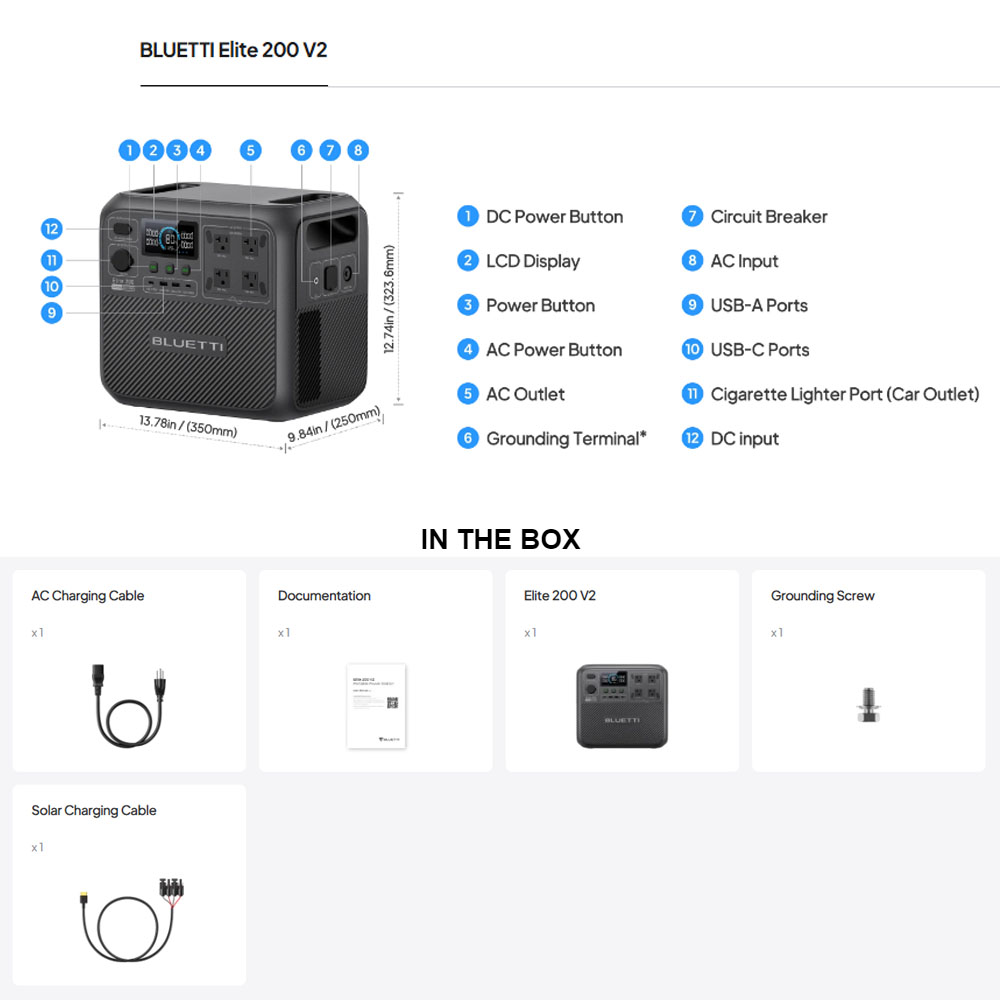【Renew】BLUETTI Elite 200 V2 St - Solar Emergency Charger avis et prix
